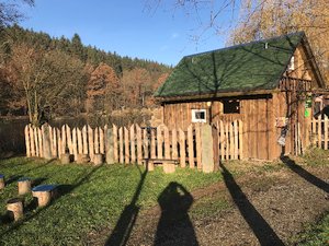 Unsere Flößerhütte am Floßteich.