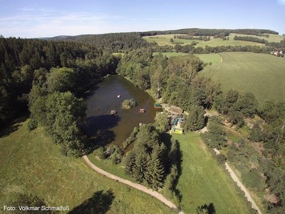 Luftbild: Käppels Teich mit Imbiss und Grillh&uettette